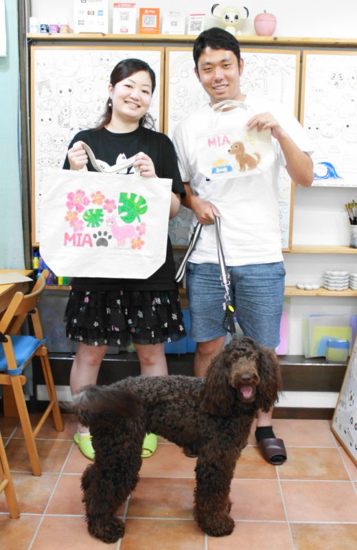 愛犬MIAちゃんが主役の手描きトートバッグ